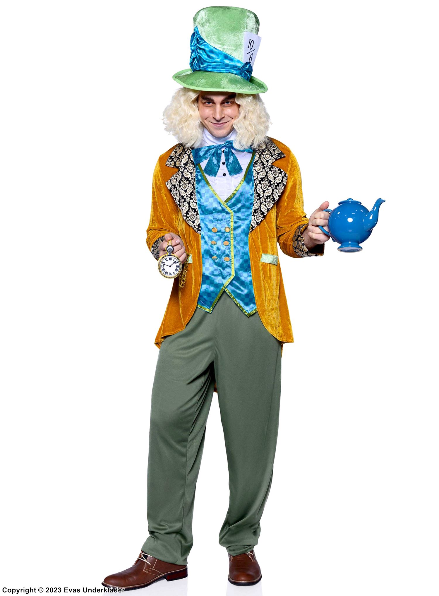Mad Hatter, costume top and pants, brocade, buttons, velvet